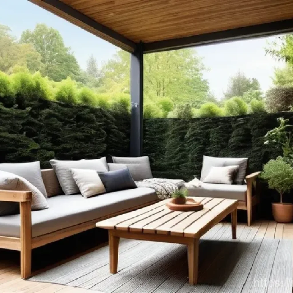 전통주택의 마루 - **A Serene Woodland Veranda with Larch Decking:**
"A wide-angle, inviting outdoor veranda made w...