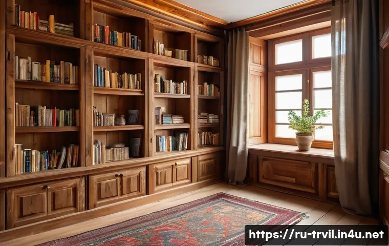 전통주택의 공간 활용 팁 - A cozy traditional Russian wooden house interior showcasing clever use of corner niches transformed ...