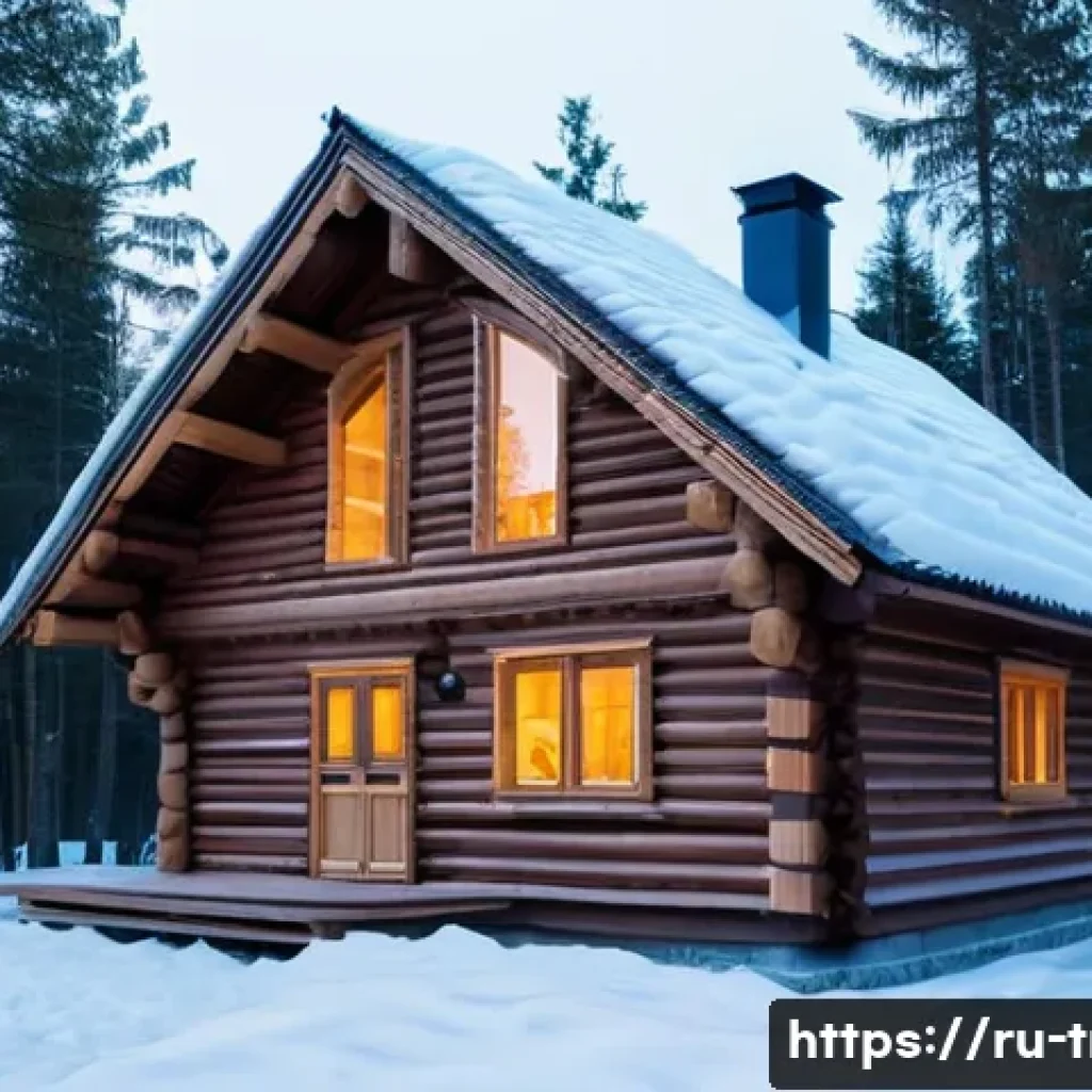 전통주택의 재료 선정 - A cozy traditional wooden house in a northern Russian forest setting, constructed from larch wood lo...